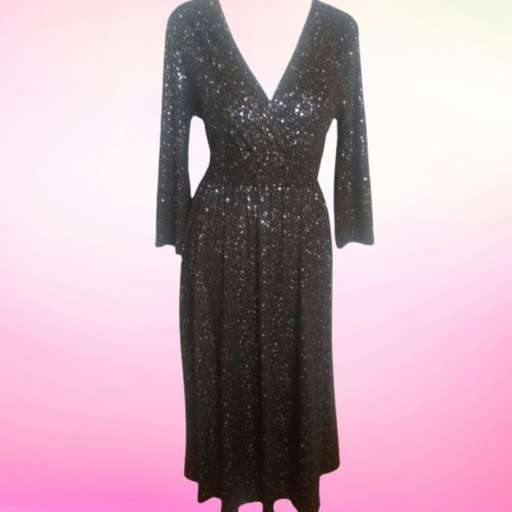 Black, Silver Sparkle Maxi Dress / Gown / NWOT